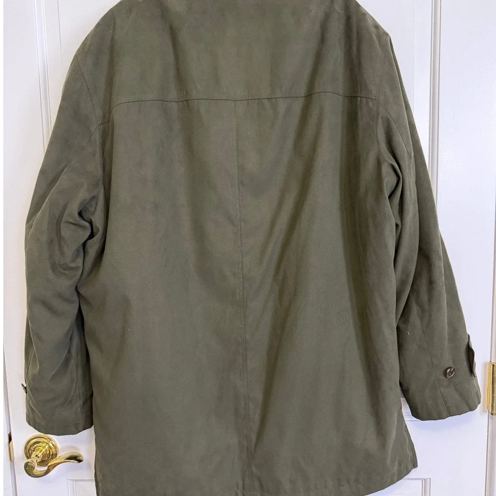 Newport Harbor Faux Suede Car Coat Mens Large Olive Green